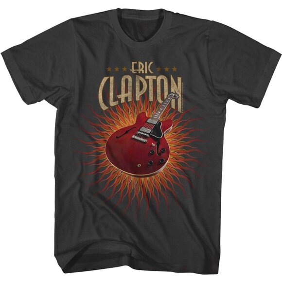 Eric Clapton Guitar Flames T-Shirt Blues Rock Music Fan Graphic Tee 05 - Picture 1 of 5